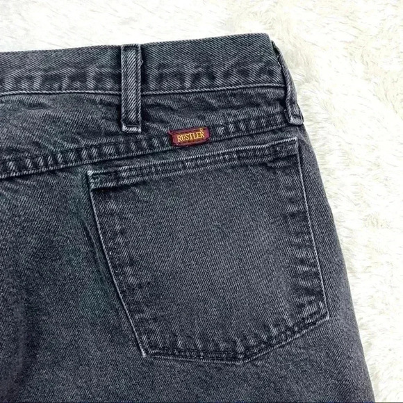 Rustler Vintage Black Super Faded Tapered Rustic Jeans Size 40X32 - Picture 3 of 14
